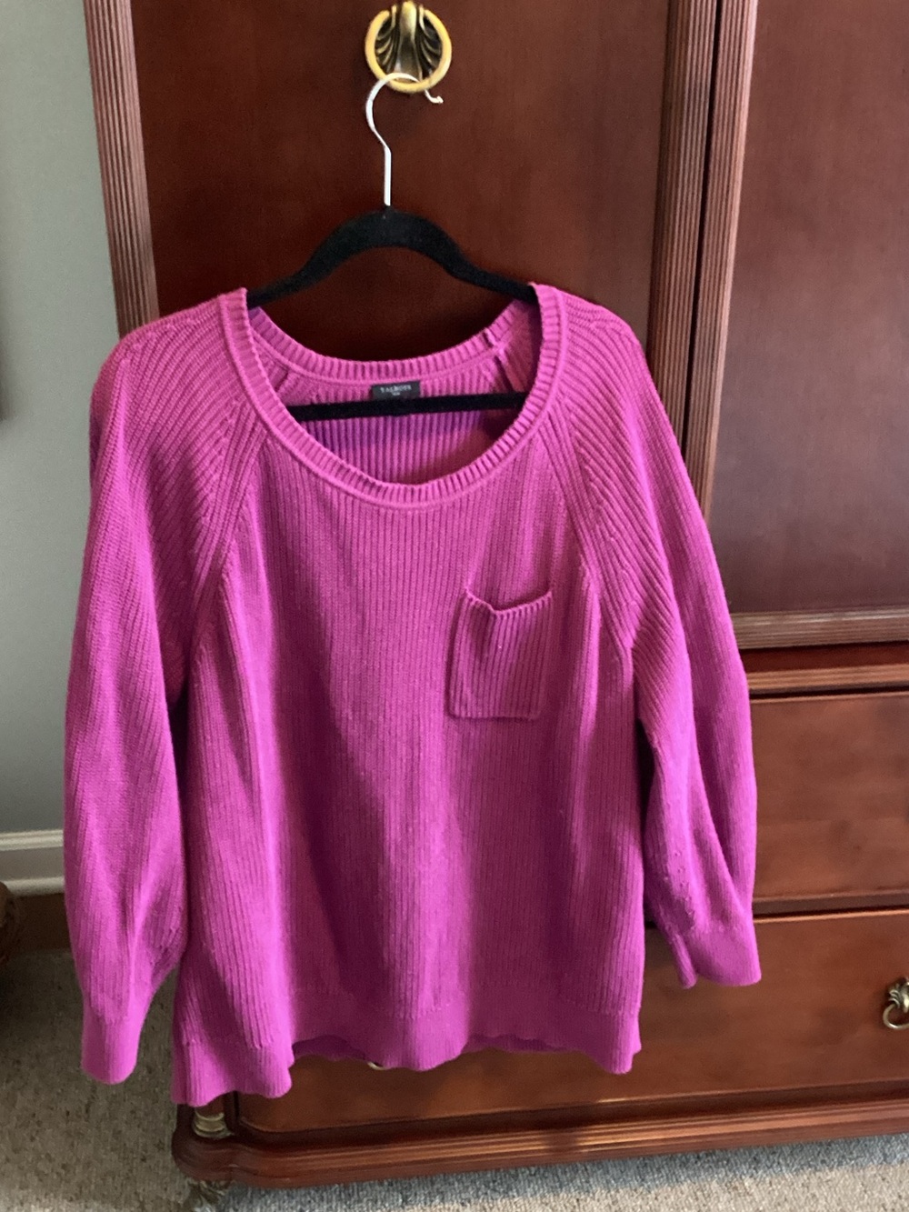 Talbots Fuchsia Crewneck Sweater with Chest Pocket